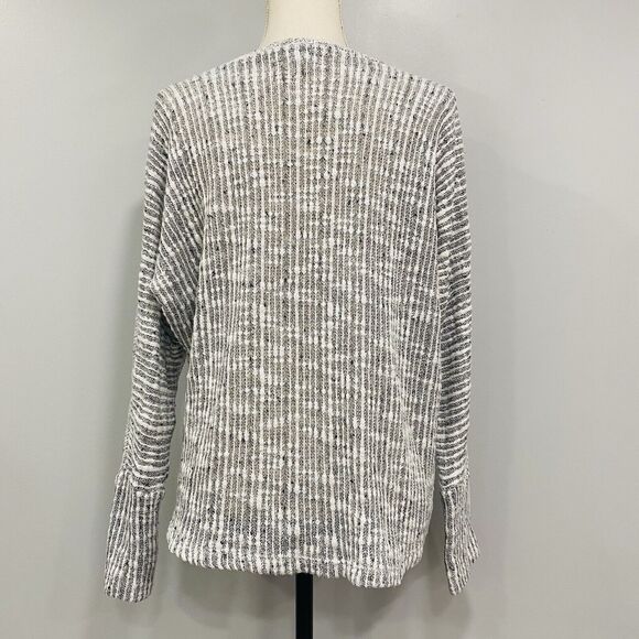 SPLENDID S Women’s Oversized Sweater Gray White Chunky Open Knit Boxy Beachy USA - Picture 5 of 16